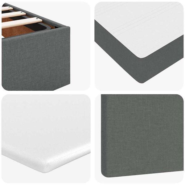 Ottoman Bett mit Matratze & LEDs Dunkelgrau 100x200 cm