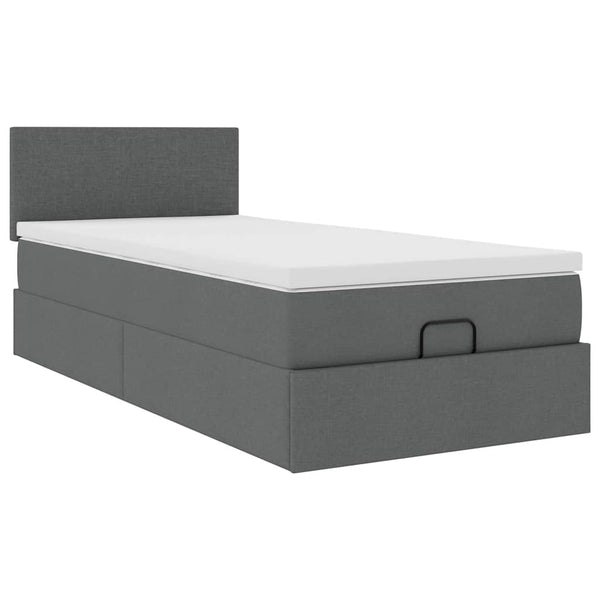 Ottoman Bett mit Matratze & LEDs Dunkelgrau 100x200 cm
