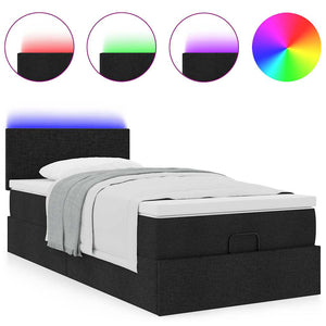 Ottoman Bett mit Matratze & LEDs 100x200 cm