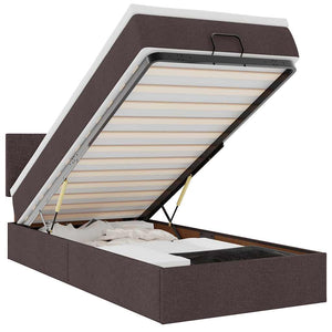 Ottoman Bett mit Matratze & LEDs Dunkelbraun