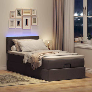 Ottoman Bett mit Matratze & LEDs Dunkelbraun