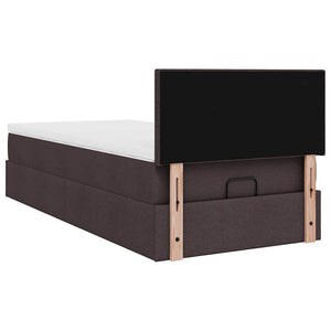 Ottoman Bett mit Matratze & LEDs Dunkelbraun
