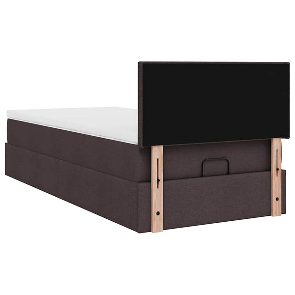 Ottoman Bett mit Matratze & LEDs Dunkelbraun