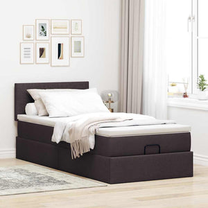 Ottoman Bett mit Matratze & LEDs Dunkelbraun