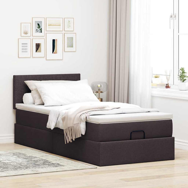 Ottoman Bett mit Matratze & LEDs Dunkelbraun