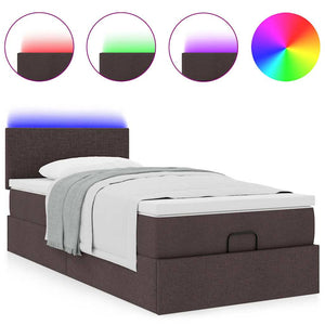 Ottoman Bett mit Matratze & LEDs Dunkelbraun
