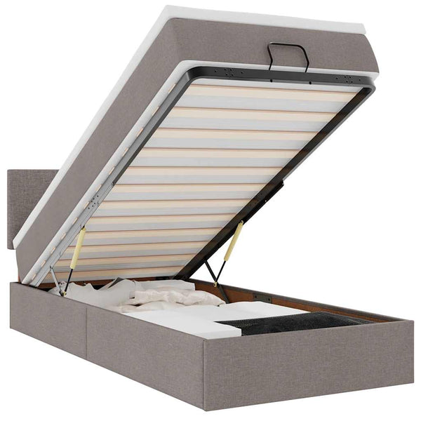 Ottoman Bett mit Matratze Taupe 100x200 cm