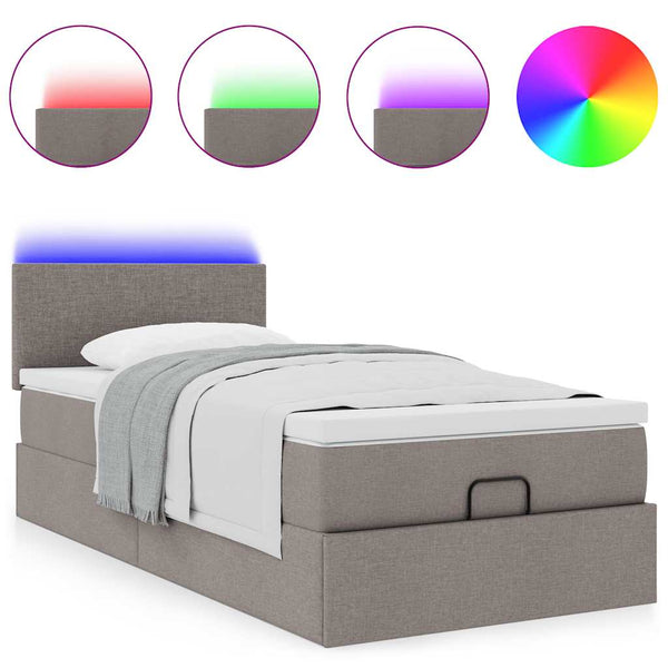 Ottoman Bett mit Matratze Taupe 100x200 cm