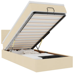 Ottoman Bett mit Matratze & LEDs Creme 100x200 cm