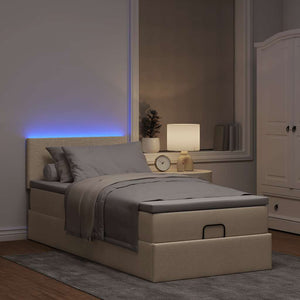 Ottoman Bett mit Matratze & LEDs Creme 100x200 cm