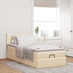 Ottoman Bett mit Matratze & LEDs Creme 100x200 cm