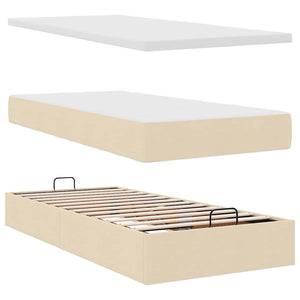 Ottoman Bett mit Matratze & LEDs Creme 100x200 cm