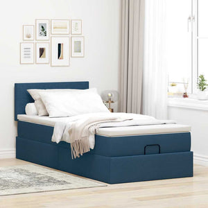 Ottomane Bett mit Matratze & LEDs Blau 100x200 cm