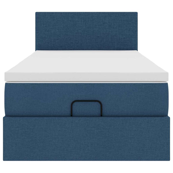Ottomane Bett mit Matratze & LEDs Blau 100x200 cm