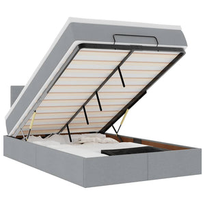 Ottoman Bett mit Matratze & LEDs Hellgrau 120x190 cm