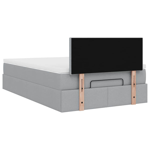 Ottoman Bett mit Matratze & LEDs Hellgrau 120x190 cm