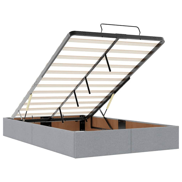 Ottoman Bett mit Matratze & LEDs Hellgrau 120x190 cm