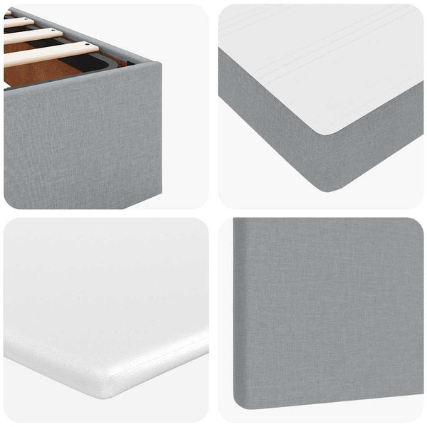 Ottoman Bett mit Matratze & LEDs Hellgrau 120x190 cm