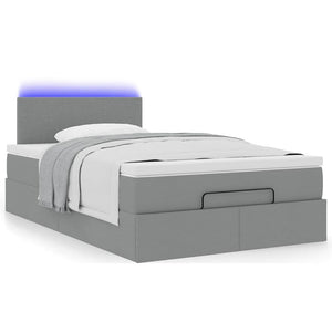 Ottoman Bett mit Matratze & LEDs Hellgrau 120x190 cm