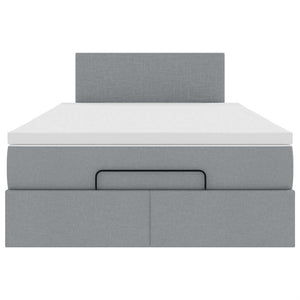 Ottoman Bett mit Matratze & LEDs Hellgrau 120x190 cm