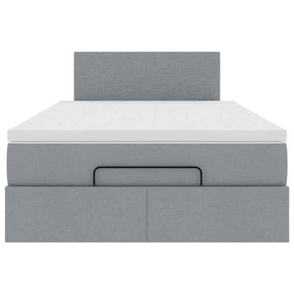 Ottoman Bett mit Matratze & LEDs Hellgrau 120x190 cm