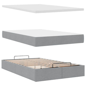 Ottoman Bett mit Matratze & LEDs Hellgrau 120x190 cm