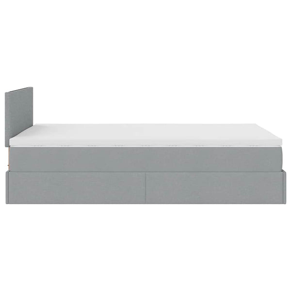 Ottoman Bett mit Matratze & LEDs Hellgrau 120x190 cm