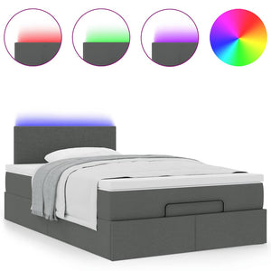 Ottomane Bett mit Matratze & LEDs Dunkelgrau 120x190 cm