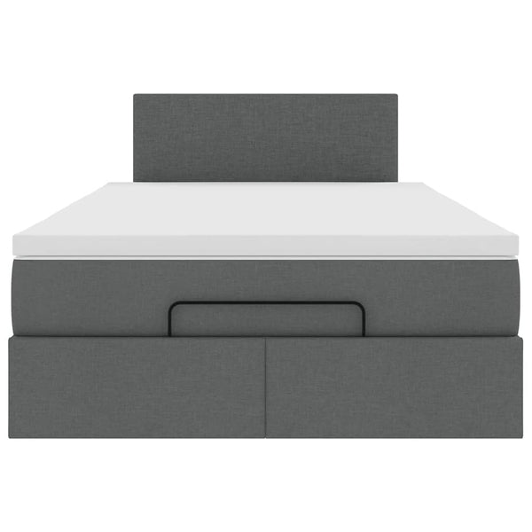 Ottomane Bett mit Matratze & LEDs Dunkelgrau 120x190 cm
