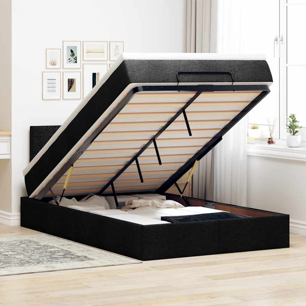 vidaXL Lit de repos avec matelas et LED Noir 120 x 190 cm Tissu