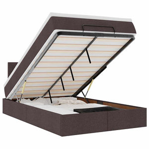 Ottoman Bett mit Matratze & LEDs Dunkelbraun 120x190 cm