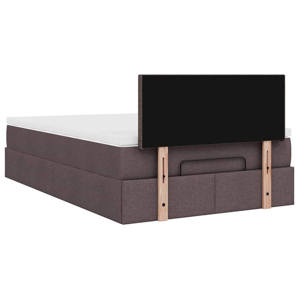 Ottoman Bett mit Matratze & LEDs Dunkelbraun 120x190 cm