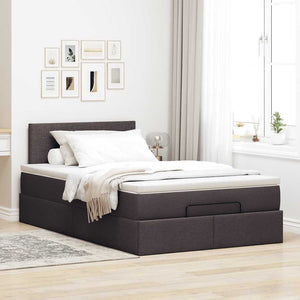 Ottoman Bett mit Matratze & LEDs Dunkelbraun 120x190 cm