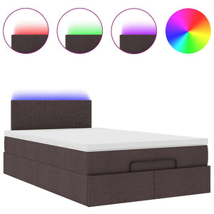 Ottoman Bett mit Matratze & LEDs Dunkelbraun 120x190 cm