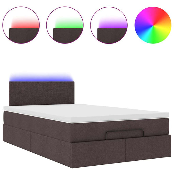 Ottoman Bett mit Matratze & LEDs Dunkelbraun 120x190 cm