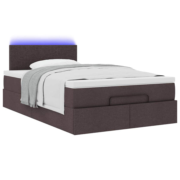 Ottoman Bett mit Matratze & LEDs Dunkelbraun 120x190 cm