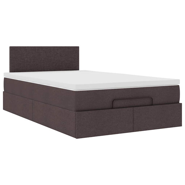 Ottoman Bett mit Matratze & LEDs Dunkelbraun 120x190 cm