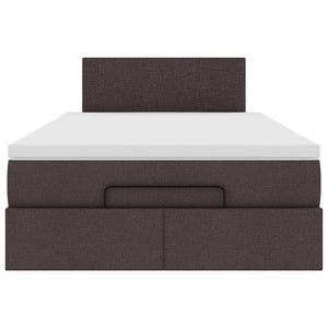 Ottoman Bett mit Matratze & LEDs Dunkelbraun 120x190 cm