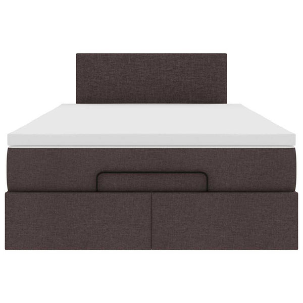 Ottoman Bett mit Matratze & LEDs Dunkelbraun 120x190 cm