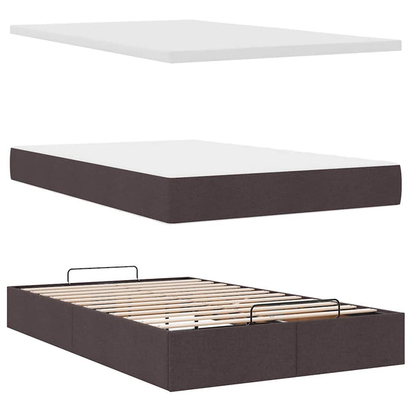 Ottoman Bett mit Matratze & LEDs Dunkelbraun 120x190 cm