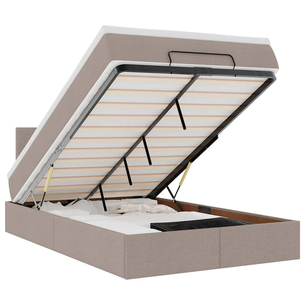 Ottomane Bett mit Matratze & LEDs Taupe 120x190 cm