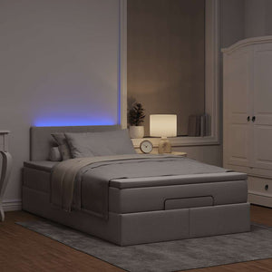Ottomane Bett mit Matratze & LEDs Taupe 120x190 cm
