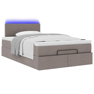 Ottomane Bett mit Matratze & LEDs Taupe 120x190 cm