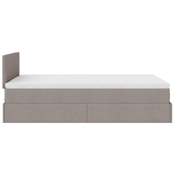Ottomane Bett mit Matratze & LEDs Taupe 120x190 cm
