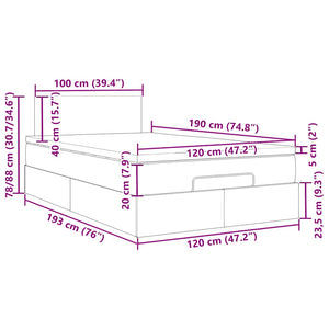 Ottomane Bett mit Matratze Creme 120x190 cm