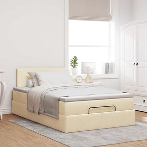 Ottomane Bett mit Matratze Creme 120x190 cm