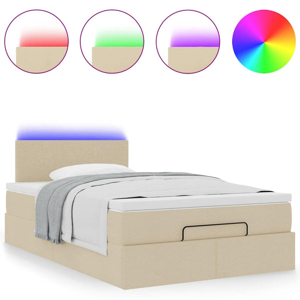 Ottomane Bett mit Matratze Creme 120x190 cm
