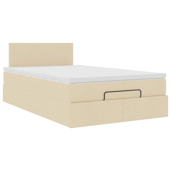 Ottomane Bett mit Matratze Creme 120x190 cm