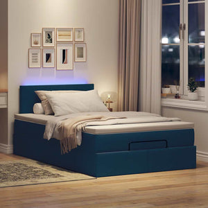 Ottomane Bett mit Matratze & LEDs 120x190 cm Blau
