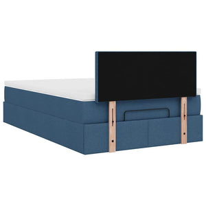 Ottomane Bett mit Matratze & LEDs 120x190 cm Blau
